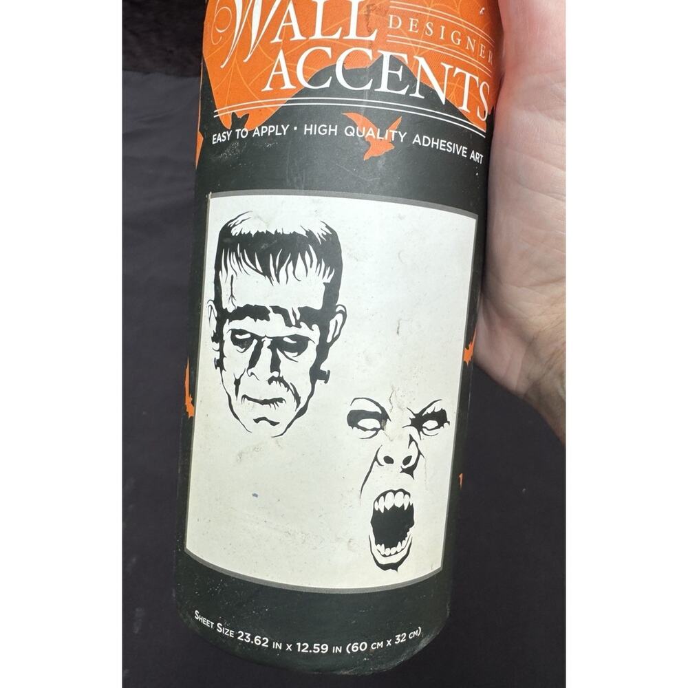 Self-Adhesive Frankenstein Scary Faces Wall Art HALLOWEEN Stickers NEW 23”